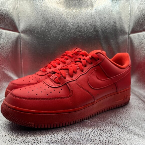 Size 12 Nike Air Force 1 Low Triple Red Mens Lace-Up Athletic Sneaker CW6999-600 - Picture 1 of 12